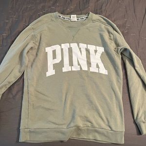 Olive green “pink” Crewneck. Very comfy and not worn much
